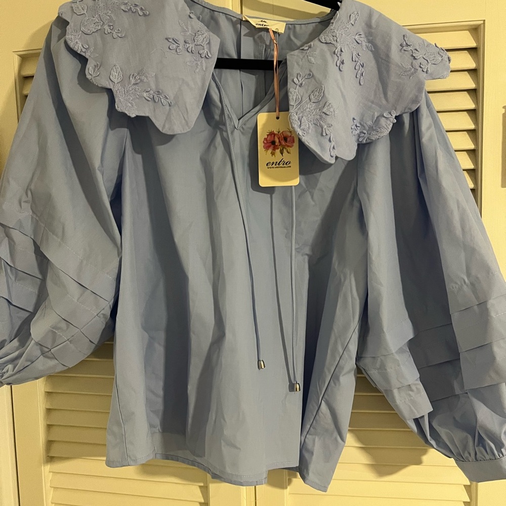 Entro Embroidered Blue Blouse